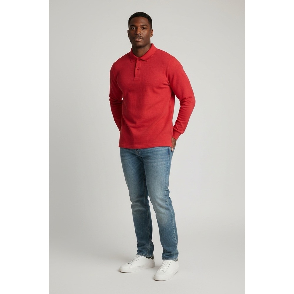 Premium Wear Mens 4X Red Long Sleeve Polo Shirt Cotton Blend NWT